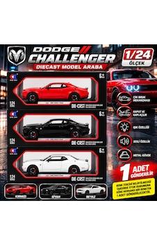 Dodge Challenger 1/24 Ölçek Sesli Işıklı Metal Model Araba Çek Bırak Mekanizmalı 1 Adet Dodge Challenger 1/24 Ölçek Sesli Işıklı Metal Model Araba Çek Bırak Mekanizmalı 1 Adet
