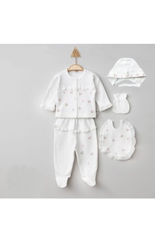 Gaye Bebe 5'li Bebek Zıbın Seti 7633 Ekru Gaye Bebe 5'li Bebek Zıbın Seti 7633 Ekru