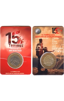 15 Temmuz Şehitleri Ve Gazileri Hatıra 1 Lira 2016 Özel Kiti İçinde. 15 Temmuz Şehitleri Ve Gazileri Hatıra 1 Lira 2016 Özel Kiti İçinde.