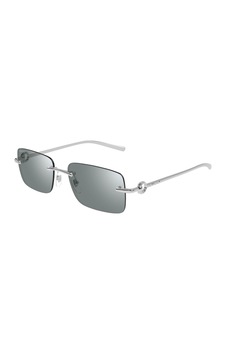 Gucci Gg 1703s 002 55 Unisex Dikdörtgen Gri Metal Güneş Gözlüğü Gri