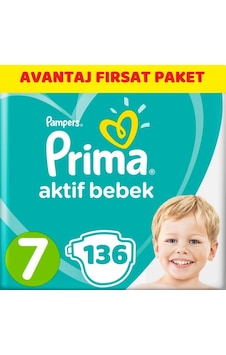Prima Pampers Aktif Bebek Avantaj Fırsat Paketi Bebek Bezi 15+ KG 7 Beden 136 Adet