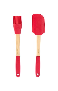 Tantitoni Bambu Saplı Kırmızı Silikon Spatula Ve Fırça Seti Tantitoni Bambu Saplı Kırmızı Silikon Spatula Ve Fırça Seti