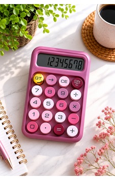 Pembe Pastel Mini Hesap Makinesi Büyük Tuşlu Şık Masaüstü Ofis Ve Okul Hesap Makinesi Diğer