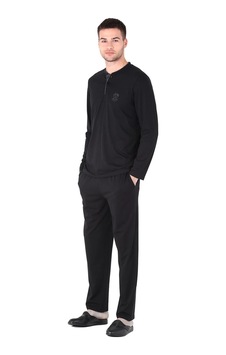 Moda Dua D's Damat 221001 Uzun Kol Pijama Takımı Siyah Moda Dua D's Damat 221001 Uzun Kol Pijama Takımı Siyah