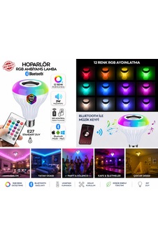 Rgb Bluetooth Hoparlörlü Akıllı Led Ampul Kumandalı Renk Değiştiren Müzik Lambası E27