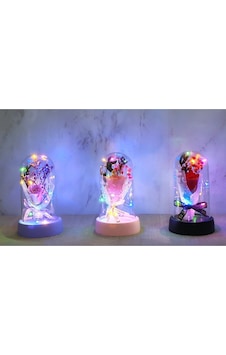 Led Işıklı Müzikli Cam Fanus İçinde Gül Buketi Alk5006