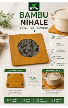 Bambu Nihale 16,5 Cm Isıya Dayanıklı, Kaymaz Tabanlı Tencere Altlığı Diğer