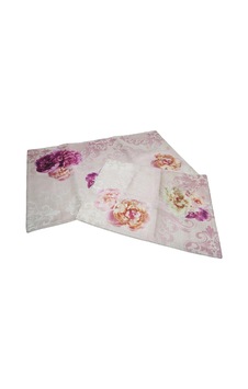 2 Li Banyo Paspası 3d Baskılı Kilim Çiçek Desenli 2 Li Banyo Paspası 3d Baskılı Kilim Çiçek Desenli