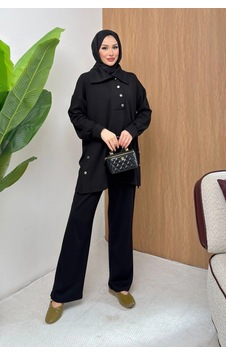 Mihran Butik Soho Elegance Yaka Detaylı Kadın Tesettür Alt Üst Takım Siyah Mihran Butik Soho Elegance Yaka Detaylı Kadın Tesettür Alt Üst Takım Siyah