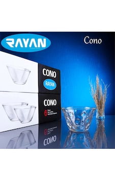 Rayan Cono 6'lı Büyük Cam Kase Renkli