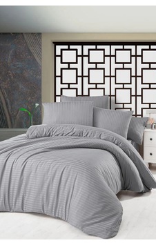 Pamuk Saten Çift Kişilik Nevresim Takımı 200x220cm Koyu Gri Pamuk Saten Çift Kişilik Nevresim Takımı 200x220cm Koyu Gri