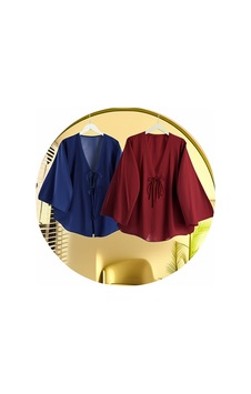 Unika Boutique Önü Bağlamalı Kimono Tunik Cift Renk Oversize Yeni Sezon Rahat Kalıp Önü Baglamalı Lacivert Bordo Unika Boutique Önü Bağlamalı Kimono Tunik Cift Renk Oversize Yeni Sezon Rahat Kalıp Önü Baglamalı Lacivert Bordo