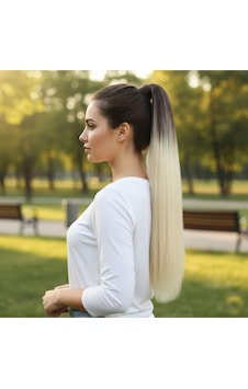 Lastik Tokalı At Kuyruğu Düz / Kumral / Platin Ombre Çok Renkli Lastik Tokalı At Kuyruğu Düz / Kumral / Platin Ombre Çok Renkli