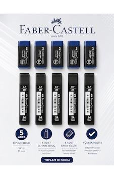 0,7 Uç 5 Adet Orta Boy Sınav Silgisi 5 Adet Faber-castell Set