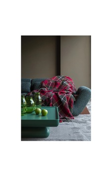 Nixa Skoç Ekose Desenli Püsküllü Çift Kişilik Battaniye Bordo Antrasit 180x220 Cm Çok Renkli