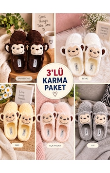 Moon Cloud Karma Peluş Terlik Pofuduk Sıcak Tutan Ev Terlik Çeyizlik - Hediyelik Zyn296 Monkey Desenli Moon Cloud Karma Peluş Terlik Pofuduk Sıcak Tutan Ev Terlik Çeyizlik - Hediyelik Zyn296 Monkey Desenli