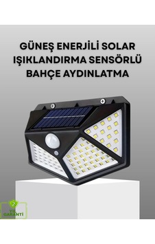 100 Led Solar Lamba Hareket Algılamalı Bahçe Duvar Mekan Aydınlatma