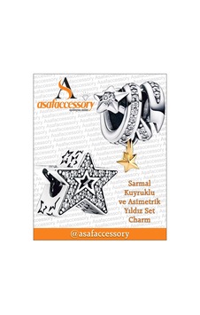 Sarmal Kuyruklu Ve Asimetrik Yıldız Set Charm Gümüş Sarmal Kuyruklu Ve Asimetrik Yıldız Set Charm Gümüş
