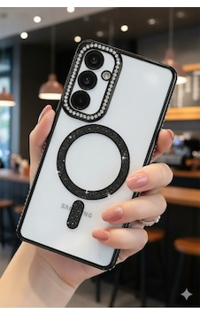 Samsung Galaxy A56 Uyumlu Parlak Taşlı Işıldayan Tasarım Kamera Korumalı Magsafe Kılıf Samsung Galaxy A56 Uyumlu Parlak Taşlı Işıldayan Tasarım Kamera Korumalı Magsafe Kılıf