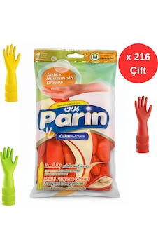 Parin Uzun Konçlu Lateks Bulaşık Ve Temizlik Eldiveni, Medium, 216 Çift Parin Uzun Konçlu Lateks Bulaşık Ve Temizlik Eldiveni, Medium, 216 Çift