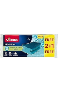 Vileda Pro Clean Aktif Enzimli Oluklu Sünger, 3 Lü Paket