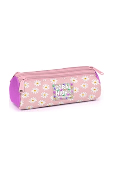 Coral High Kids Papatya Desenli Üç Bölmeli Kalem Çantası 31024 124-Pembe