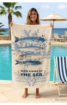 Unisex Desenli Baskılı Deniz Plaj Havlusu Balık 70x140 Cm Beyaz Unisex Desenli Baskılı Deniz Plaj Havlusu Balık 70x140 Cm Beyaz