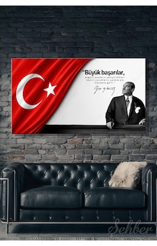 Türk Bayrağı Motifi Gazi Mustafa Kemal Atatürk Portresi Ve Bir Özlü Sözü Yatay Kanvas Tablo 4171 Çok Renkli Türk Bayrağı Motifi Gazi Mustafa Kemal Atatürk Portresi Ve Bir Özlü Sözü Yatay Kanvas Tablo 4171 Çok Renkli