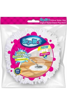 Spin Mop Döner Başlıklı Mikrofiber Mop Yedek Beyaz 3'lü Set Spin Mop Döner Başlıklı Mikrofiber Mop Yedek Beyaz 3'lü Set