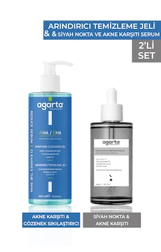 Agarta Akne ve Siyah Nokta Karşıtı Serum 50 ML + Arındırıcı Yüz Temizleme Jeli Mavi 400 ML Agarta Akne ve Siyah Nokta Karşıtı Serum 50 ML + Arındırıcı Yüz Temizleme Jeli Mavi 400 ML