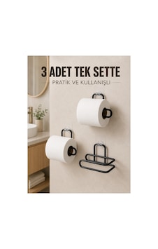 Astraltech 3 Lü Siyah Duvar Tipi Kağıtlık Seti Yapışkanlı Pratik Rulo Tutucu Çok Renkli Astraltech 3 Lü Siyah Duvar Tipi Kağıtlık Seti Yapışkanlı Pratik Rulo Tutucu Çok Renkli