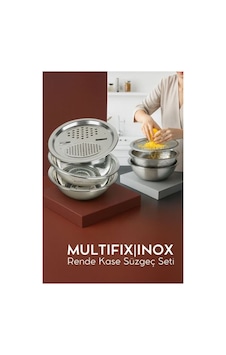Çelik Rende Kase Süzgeç Seti - Multifix 3 İn 1 Paslanmaz Çelik 722050 Diğer