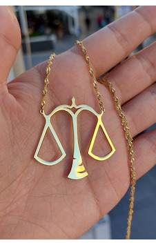 925 Ayar Gümüş 24 Ayar Altın Kaplama Terazi Kolye Gold 925 Ayar Gümüş 24 Ayar Altın Kaplama Terazi Kolye Gold