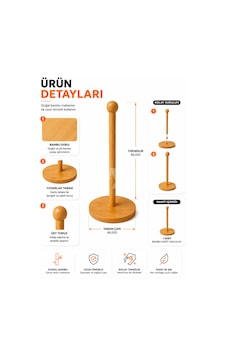 Bambu Kağıt Havluluk Rulo Peçetelik Tezgah Üstü Mutfak Havlu Standı Ahşap
