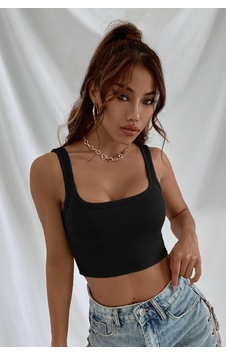 Fantezia Night Kadın Siyah Kalın Askılı Crop Top Büstiyer