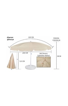 Alperensemsiyetic. 2 Metre Plaj Bahçe Teras Gölgelik Şemsiyesi Kalın Kumaş (429799308)