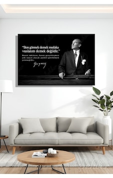 Gazi Mustafa Kemal Atatürk'ün Siyah-beyaz Portresi Ve Bir Özlü Sözü Yatay Kanvas Tablo 4173 Çok Renkli Gazi Mustafa Kemal Atatürk'ün Siyah-beyaz Portresi Ve Bir Özlü Sözü Yatay Kanvas Tablo 4173 Çok Renkli