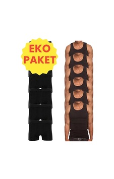 Mood Agenda Erkek Eko Set 6 Adet Atlet 6 Adet Boxer Siyah Siyah