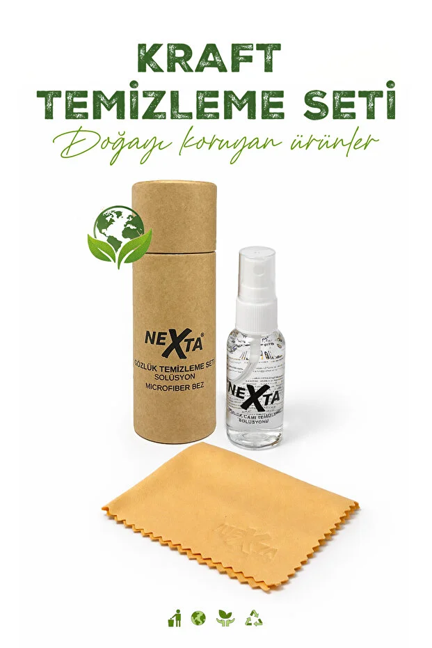 Nexta Gözlük Temizleme Seti - 30 Ml Sprey, A Kalite Mikrofiber Bez Ve Doğa Dostu Kraft Kutu Nexta Gözlük Temizleme Seti - 30 Ml Sprey, A Kalite Mikrofiber Bez Ve Doğa Dostu Kraft Kutu