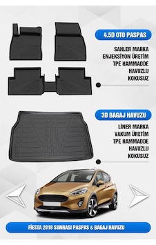 Ford Fiesta 2018 Ve Sonrası Uyumlu 4.5d Premium Havuzlu Oto Paspas Ve Liner Bagaj Havuzu