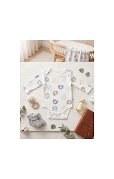 Deniva Kids Bebek %100 Pamuk Kaşkorse Uzun Kollu Fil Desenli Kruvaze Çıtçıtlı Zıbın / Badi Beyaz Deniva Kids Bebek %100 Pamuk Kaşkorse Uzun Kollu Fil Desenli Kruvaze Çıtçıtlı Zıbın / Badi Beyaz