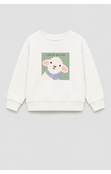 Monila Unisex Çocuk 3 İplik Kumaş Pamuklu Kuzu Kulağı Baskılı Sweatshirt Ekru Monila Unisex Çocuk 3 İplik Kumaş Pamuklu Kuzu Kulağı Baskılı Sweatshirt Ekru
