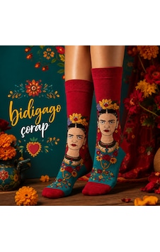 Bidigago Frida Desenli Soket Çorap Kırmızı Bidigago Frida Desenli Soket Çorap Kırmızı