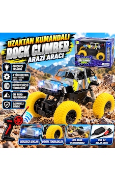 Uzaktan Kumandalı 4x4 Rock Climber Off Road Jeep Büyük Tekerlekli Arazi Aracı - Sarı