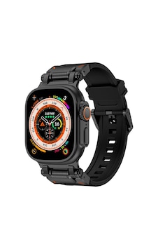 Watch Ultra 49mm Omsy- Krd-101 Titanyum Metal Başlıklı Silikon Kordon-siyah Watch Ultra 49mm Omsy- Krd-101 Titanyum Metal Başlıklı Silikon Kordon-siyah