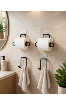 Rulo Kağıt Tutucu Ve Havlu Askılığı Seti 2+2 Model Çok Renkli Rulo Kağıt Tutucu Ve Havlu Askılığı Seti 2+2 Model Çok Renkli