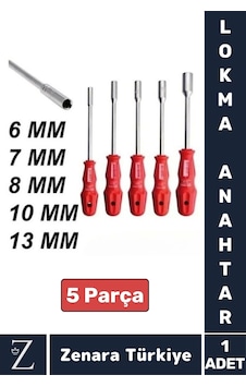 Ergonomik Kaymaz Kauçuk Sap Tamir Montaj Somun 6/7/8/10/13/mm Tornavida Lokma Anahtar 5'li Set