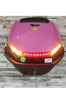 Motosiklet Arka Çanta 33 Lt Pembe Sinyal ve Stop Işıklı
