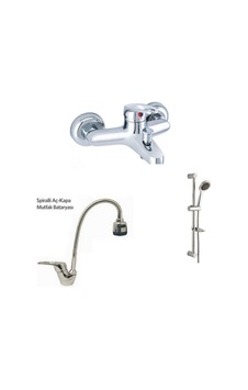 Erce Mix Spiralli Evye ve Banyo Bataryası sürgülü Duş Takımı Krom Erce Mix Spiralli Evye ve Banyo Bataryası sürgülü Duş Takımı Krom