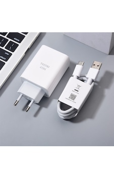 Tecno 45 Watt Hızlı Şarj Aleti Adaptörü Kablo Seti %100